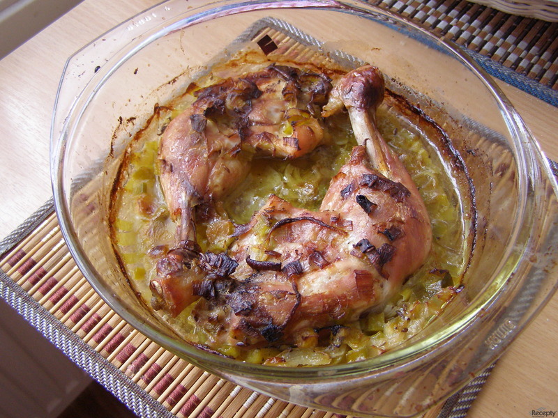 Kuře pečené na pórku
