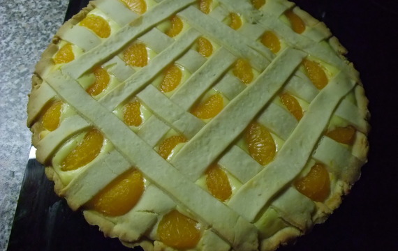 Křehký koláč s tvarohem a mandarinkami